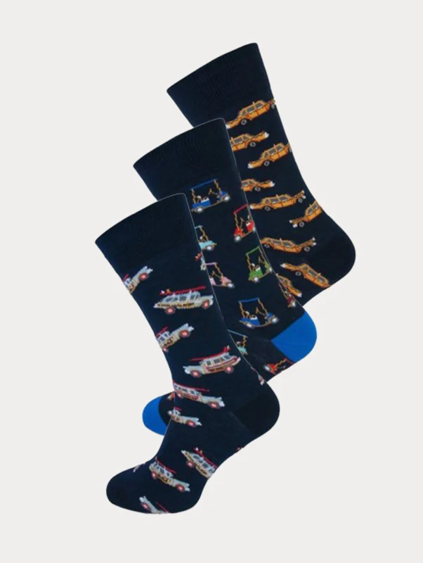 3 paar stijlvolle fashion sokken van Teckel met taxi print