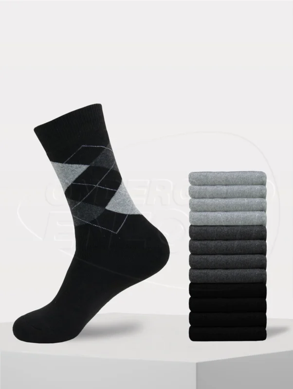 12 paar thermo sokken met ruiten print